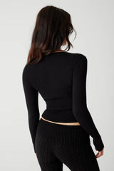 Lenon Cloud Knit Button Up Cardigan Black