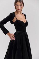 black velvet tulle midi dress bolero