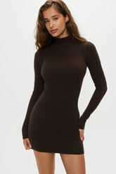 Date Night Knit Mini Dress Chocolate Brown
