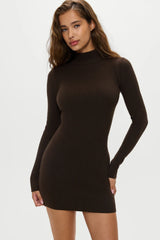 Date Night Knit Mini Dress Chocolate Brown