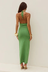 AYELLA DEEP V KNIT MAXI DRESS APPLE
