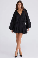 black hand beaded georgette mini dress limited edition