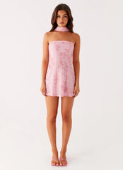 Kiesha Strapless Scarf Mini Dress Pink