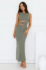 Mine To Show Mesh Maxi Dress Khaki