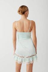 Carson Satin Mini Dress Pistachio