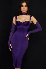 grape corset midi dress