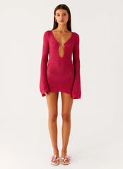 Sunriser Crochet Mini Dress Pink