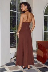 SAHARA KEYHOLE HALTER MAXI DRESS CHOCOLATE