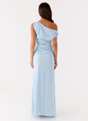 Heart Of Glass Satin Maxi Dress Blue