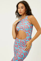 Twelve Terry High Neck Dress Blue Magic