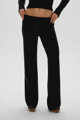 Dawson Knit Fold Over Pants Black