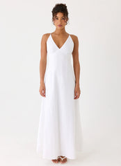 Calianna Linen Maxi Dress White