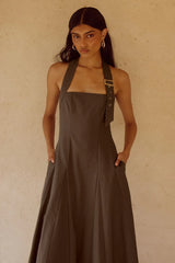 ASTRID HALTER MIDI DRESS CHOCOLATE