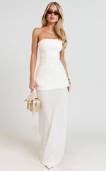 Keyla Maxi Dress Strapless Contrast Skirt Dress in Ivory