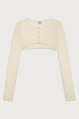 Nila Ribbed Cloud Knit Shrug Porcelain