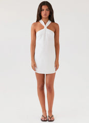 Keira Linen Micro Mini Dress White