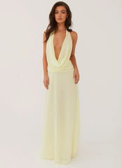 Elysia Chiffon Maxi Dress Lemon