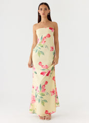 Bronte Strapless Maxi Dress Lemon Soleil