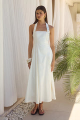 ASTRID HALTER MIDI DRESS WHITE