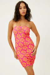 Palmer Terry Strapless Tube Dress Hibiscus Honey