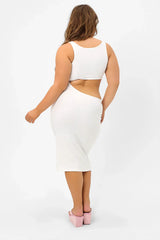 Twelve Terry High Neck Dress White