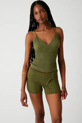 Nolan Cable Cloud Knit Mini Short Jade Green