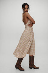 x BELLA HADID Prairie Midi Dress Rodeo Gingham
