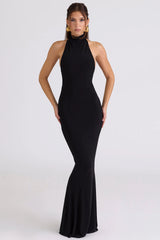 black backless silhouette maxi dress limited edition