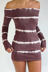 Cinzia Long Sleeve Tie Dye Dress Taro Tie Dye