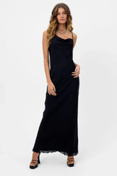 Cara Satin Maxi Dress Black