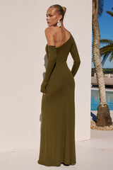 BIANCA ONE SHOULDER MAXI DRESS ARMY GREEN