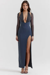 slate plunge maxi dress