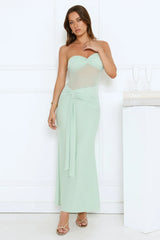 Cant Get Enough Strapless Maxi Dress Sage