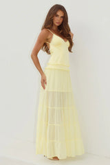 ROSETTA BACKLESS TIERED MAXI DRESS BUTTER