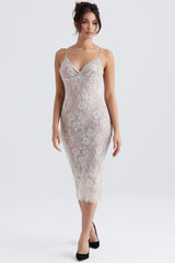 antique ivory lace midi dress