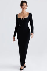 black crystal embellished maxi dress
