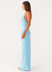 Just A Kiss Cowl Maxi Dress Turquoise