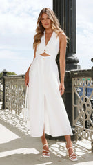 Wesley Halter Neck Maxi Dress White