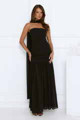 Soirée Glow Strapless Maxi Dress Black