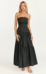 Cora Midi Dress Strapless Dress in Black