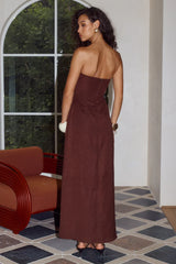 MARTHA STRAPLESS MAXI DRESS CHOCOLATE