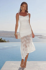DIA ASYMMETRICAL HEM MIDI DRESS WHITE