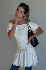 Aura Off The Shoulder Mini Dress Coconut Cream
