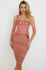 antique rose corset midi dress