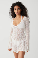 Belle Crochet Mini Dress White