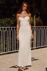 AMANA STRAPLESS SCARF MAXI DRESS WHITE