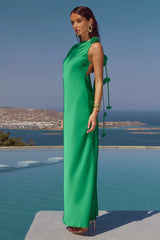 ZURINA LOW BACK MAXI DRESS EMERALD