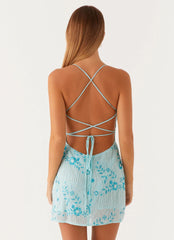 Vietta Sequin Cami Micro Mini Dress Blue