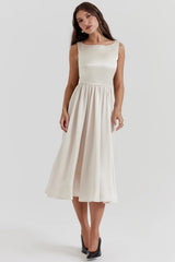 vintage cream midi dress
