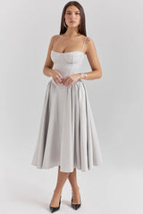 dove grey corset midi dress